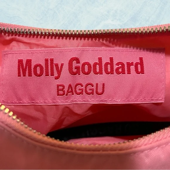 EUC. MOLLY GODDARD X BAGGU RUFFLE PINK SHOULDER BAG. SOLD OUT.ATTACHED KEY STRAP - Picture 2 of 16